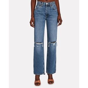 RE/DONE 90s High Rise Loose Jeans Organic Cotton Sz 29 Distressed Button Fly NWT